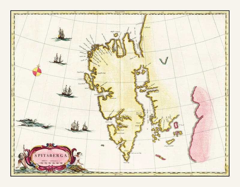 Size comparison using Vintage Map of Spitsbergen, 1665