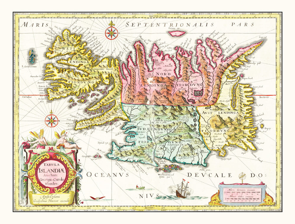 Vintage Map of Iceland 1665 print style example