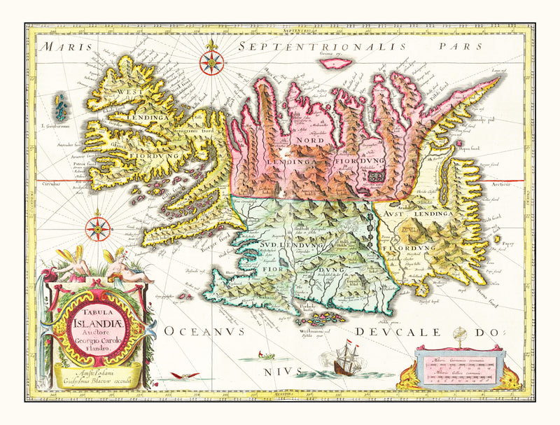 Size comparison using Vintage Map of Iceland 1665