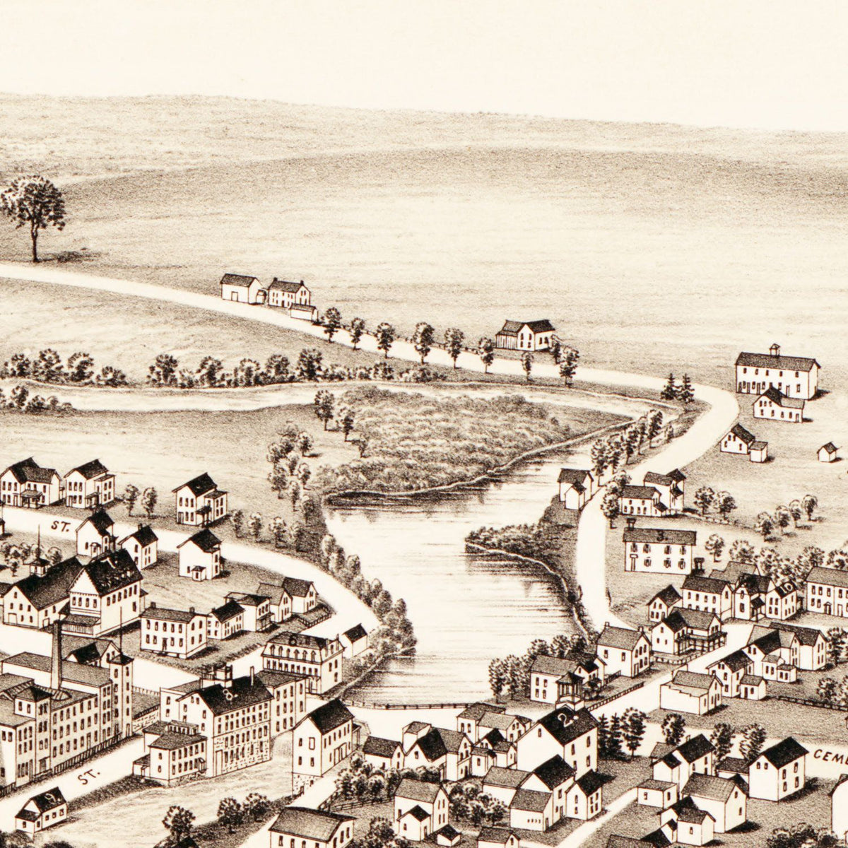 Restored historic details from the 1890 city map of Hagamans Mills, New York