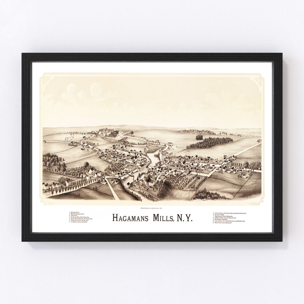 Hagamans Mills Vintage Map 1890