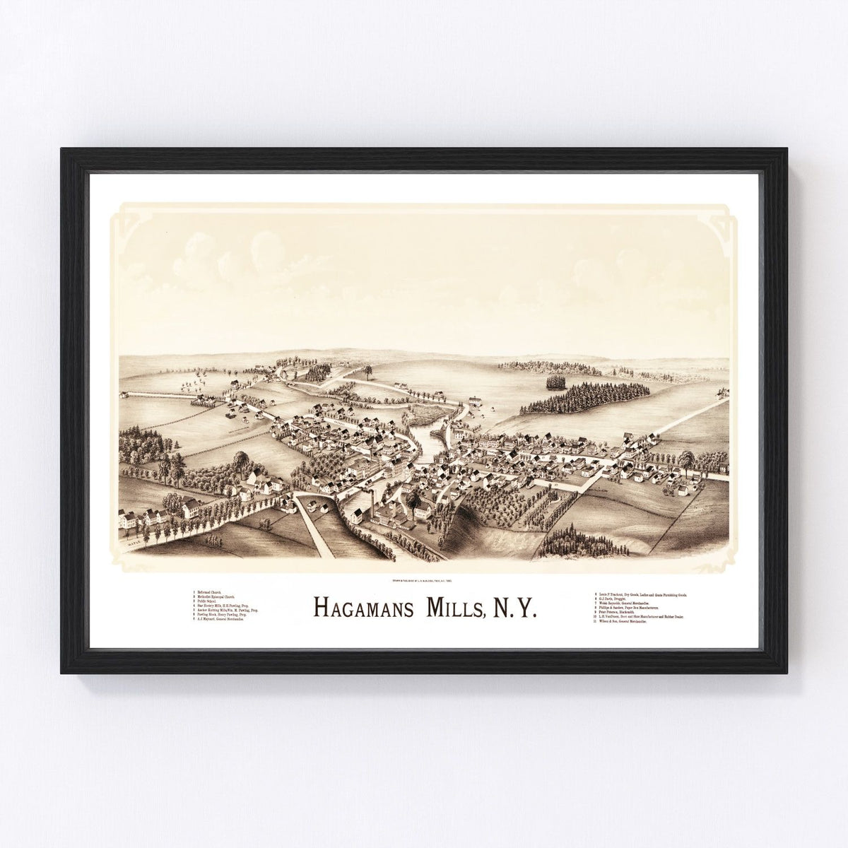 Hagamans Mills Vintage Map 1890