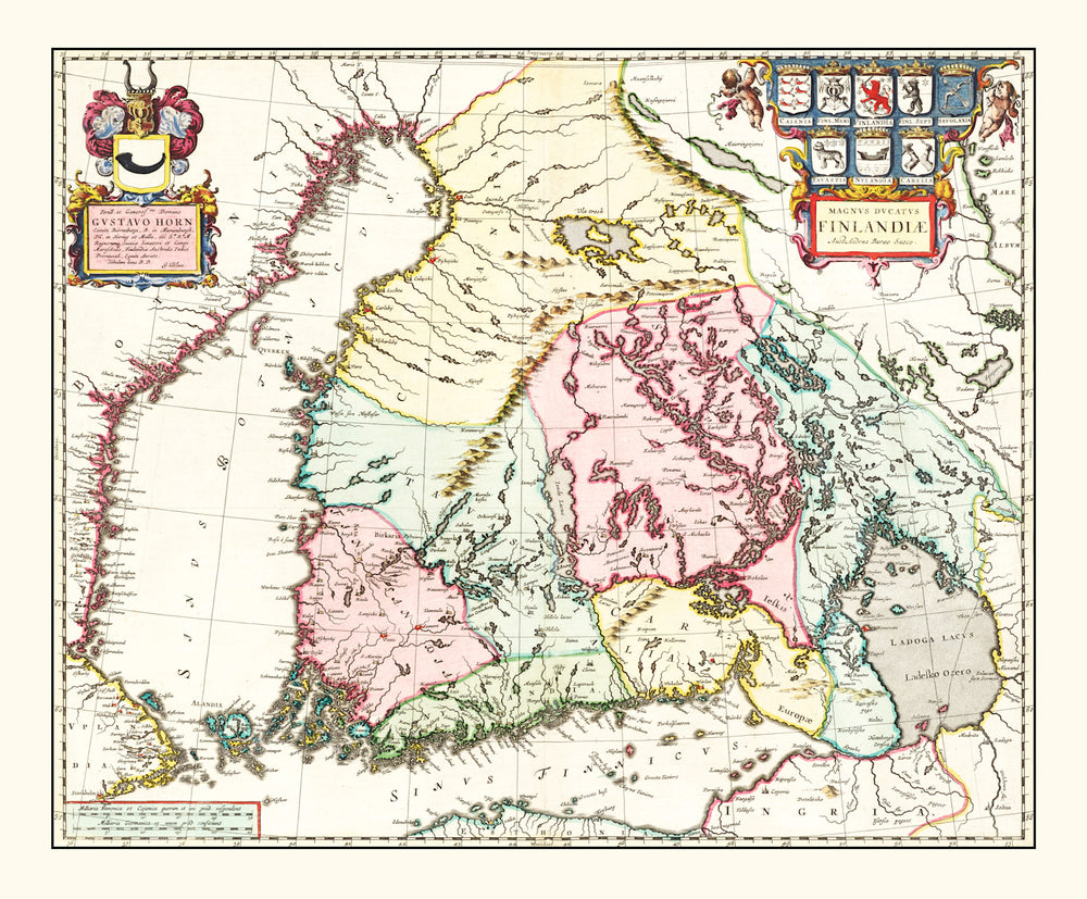 Vintage Map of Finland 1665 print style example