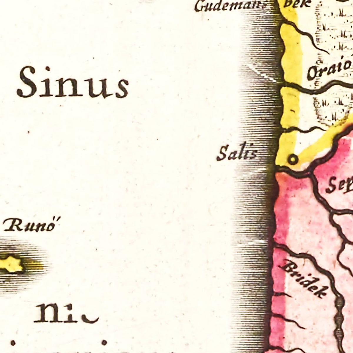 Restored historic details from the 1665 country map of County