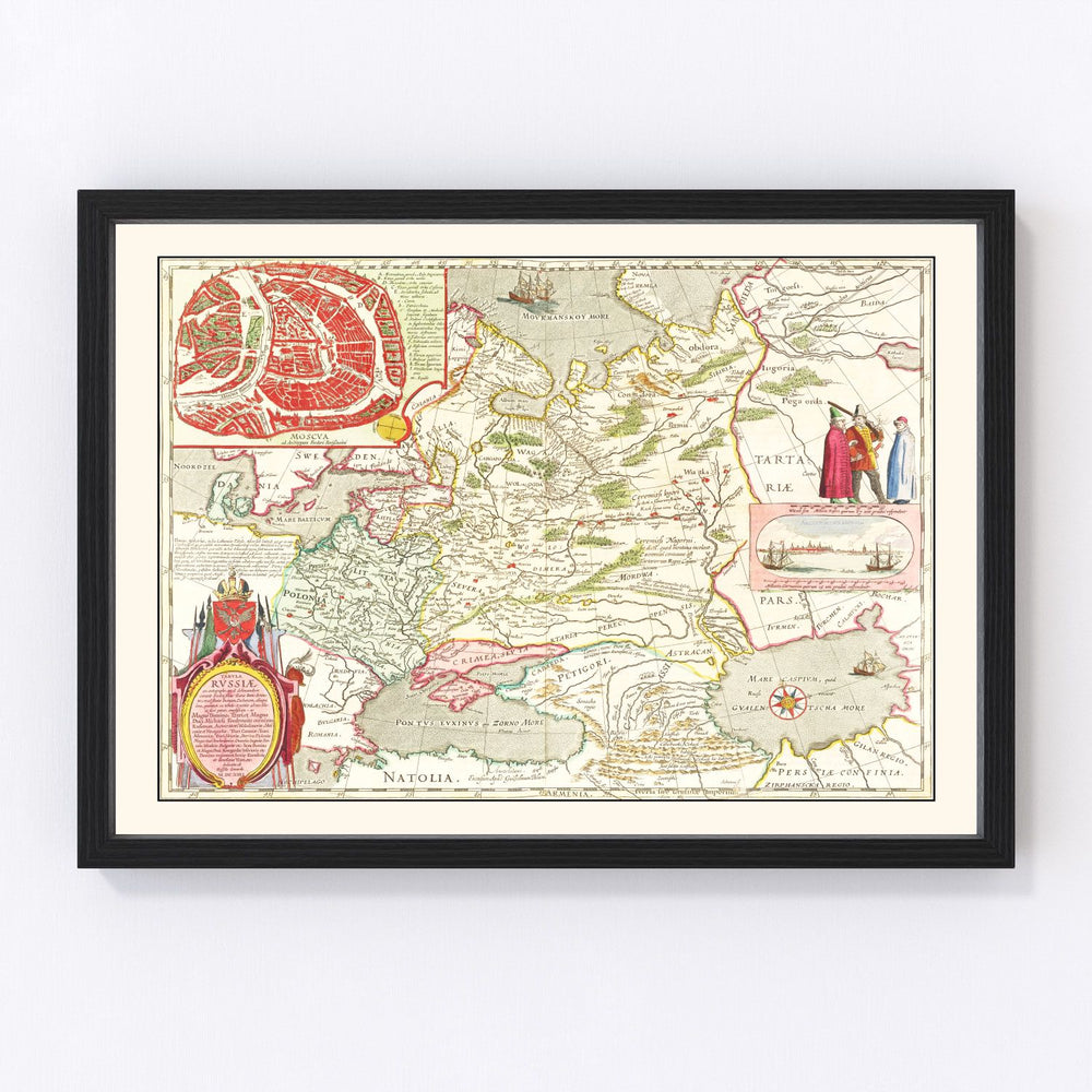 Russia Vintage Map 1665
