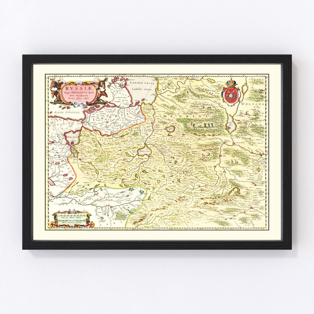 Russia Vintage Map 1665