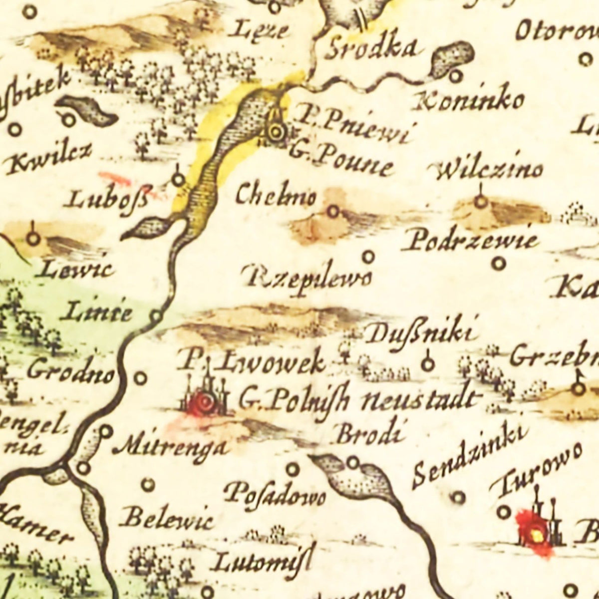 Restored historic details from the 1665 country map of County