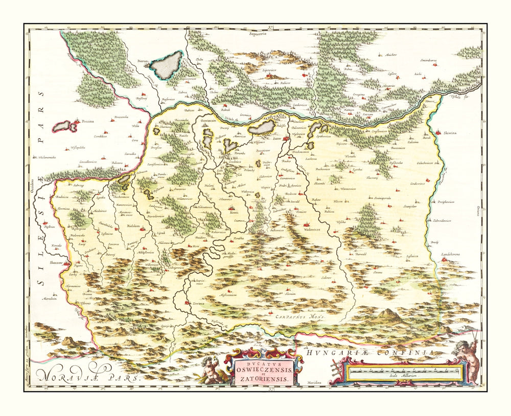Vintage Map of Southwestern Poland 1665 print style example