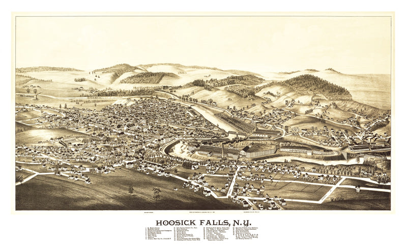 Size comparison using Vintage Map of Hoosick Falls, New York 1889