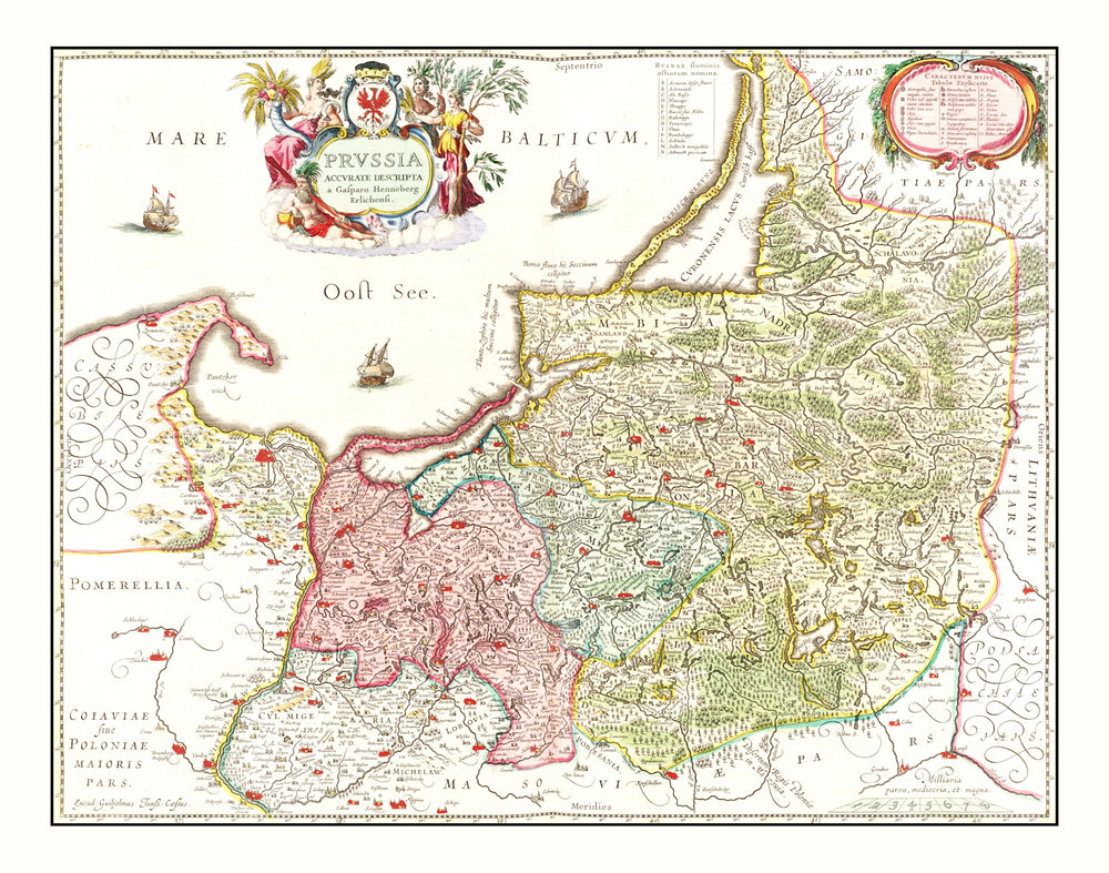 Vintage Map of Prussia 1665 print style example