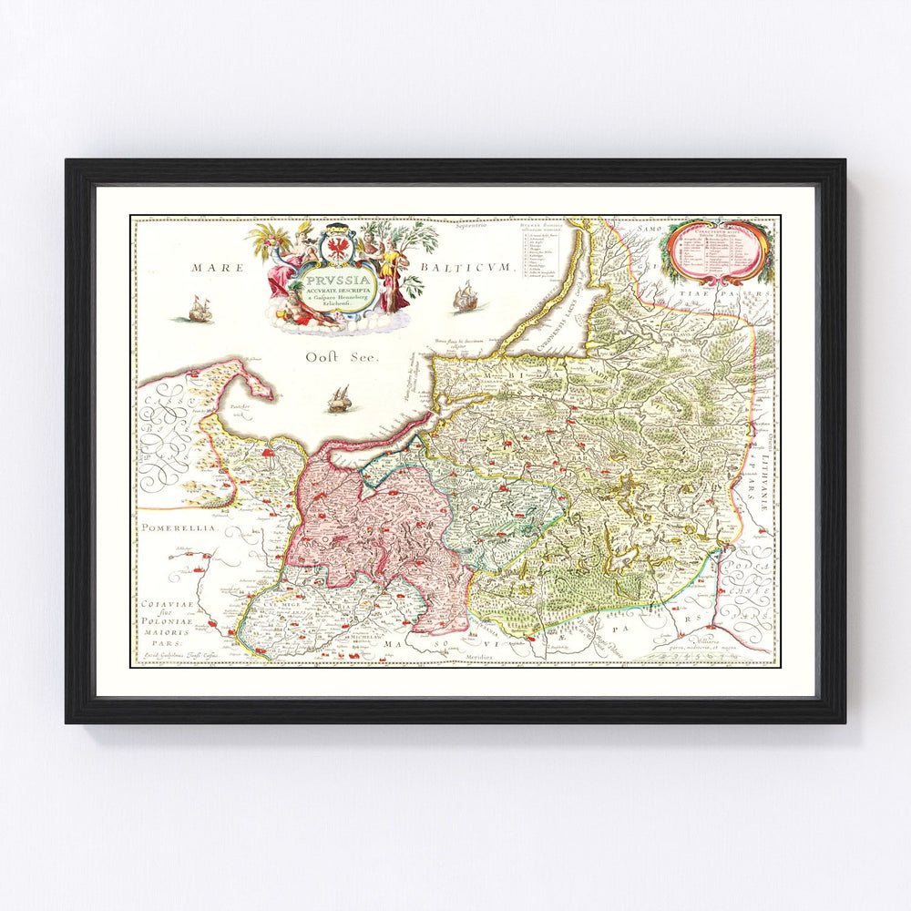 Poland, Germany Vintage Map 1665