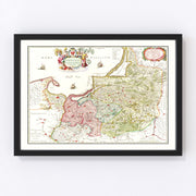 Poland, Germany Vintage Map 1665