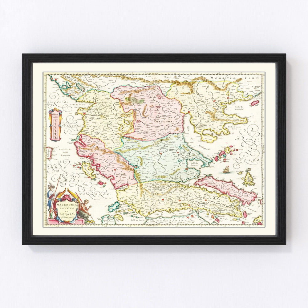 Greece, Macedonia Vintage Map 1665
