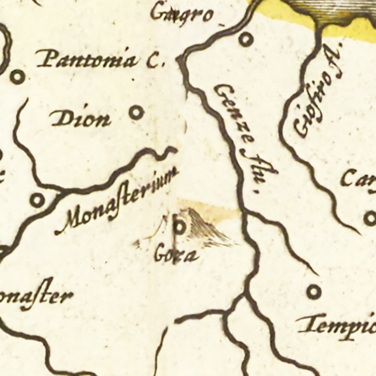 Restored historic details from the 1665 country map of County