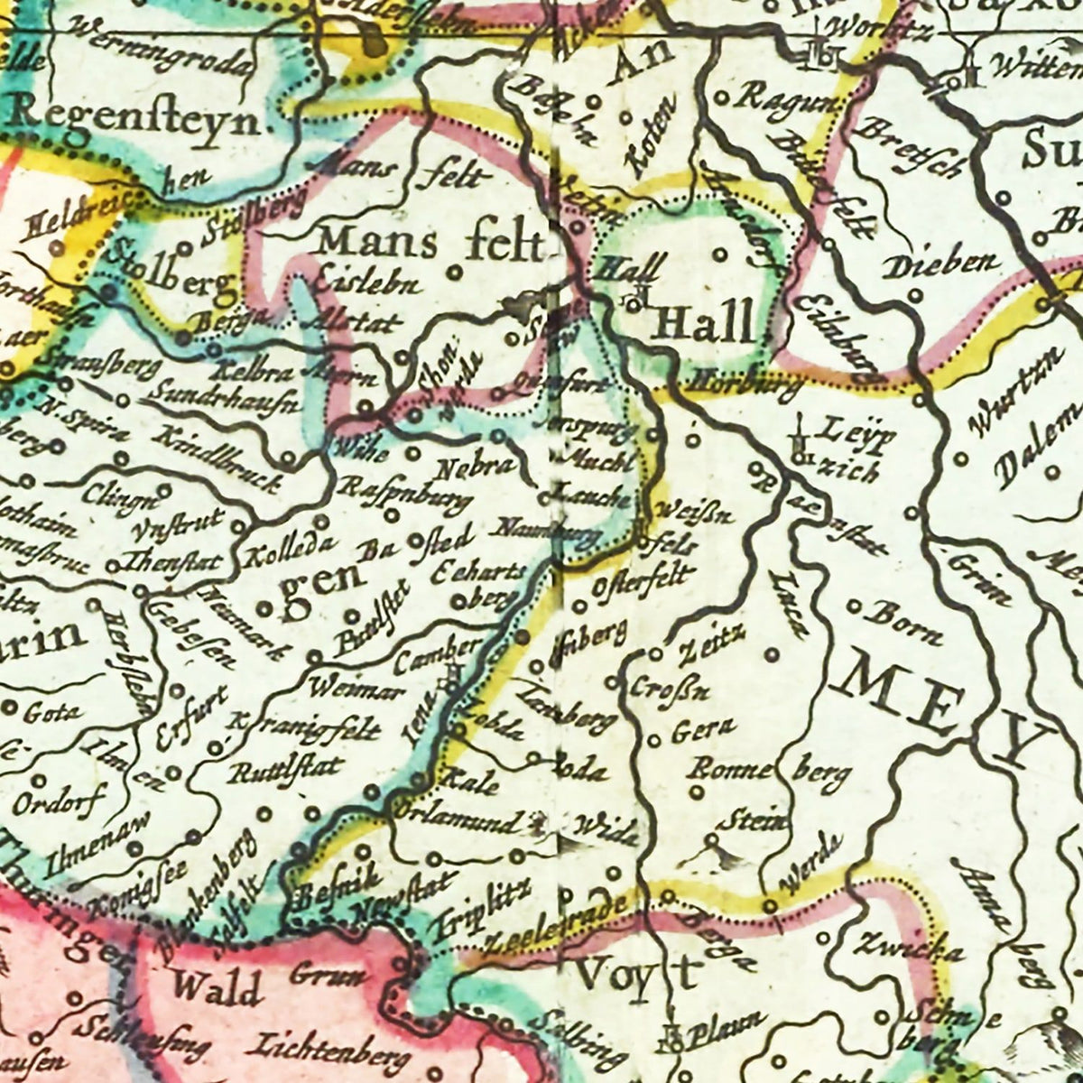 Restored historic details from the 1665 country map of County