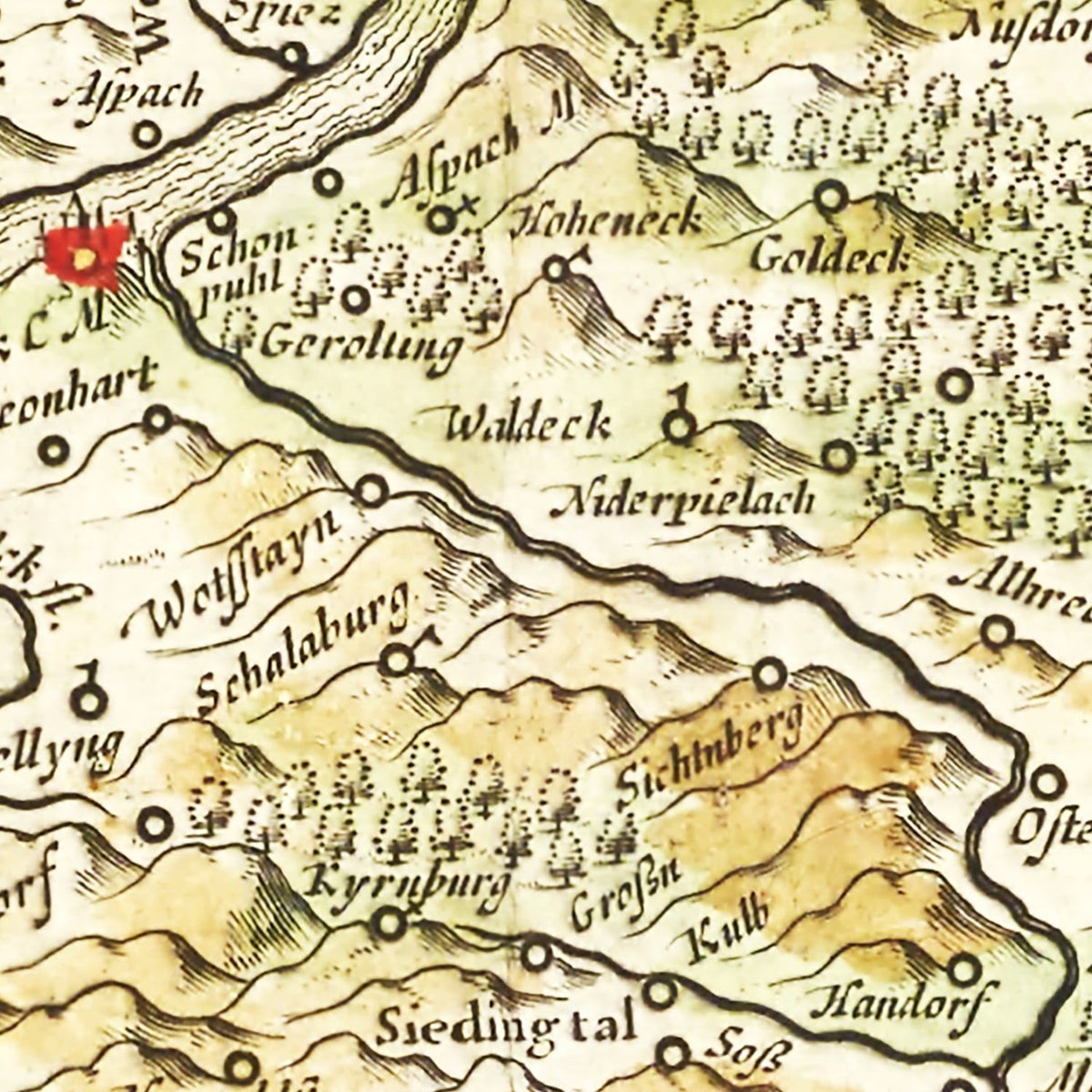 Restored historic details from the 1665 country map of County