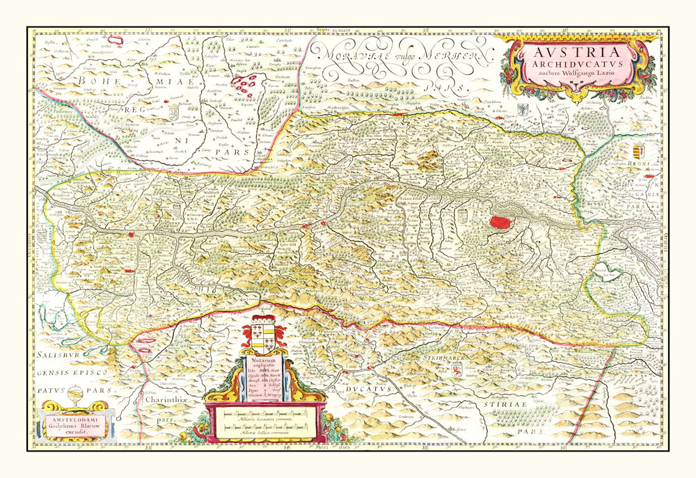 Vintage Map of Austria 1665 print style example