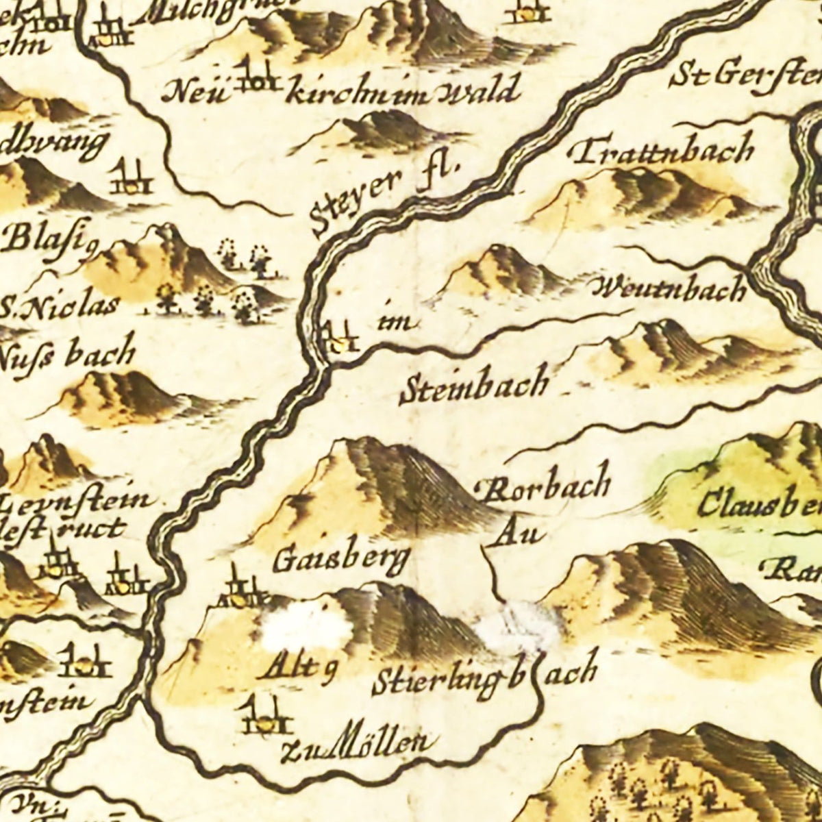 Restored historic details from the 1665 country map of County