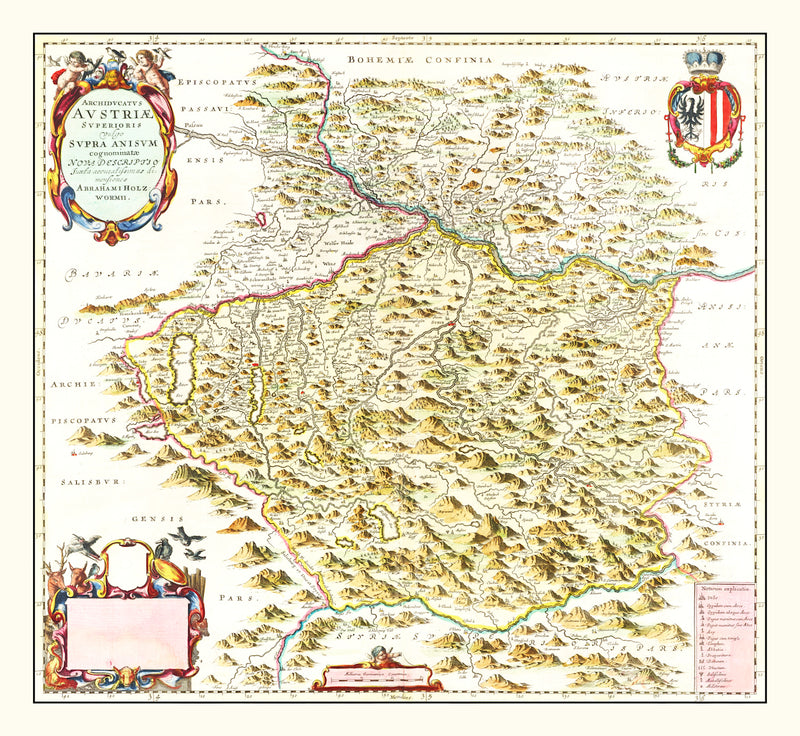 Size comparison using Vintage Map of Austria from Above 1665