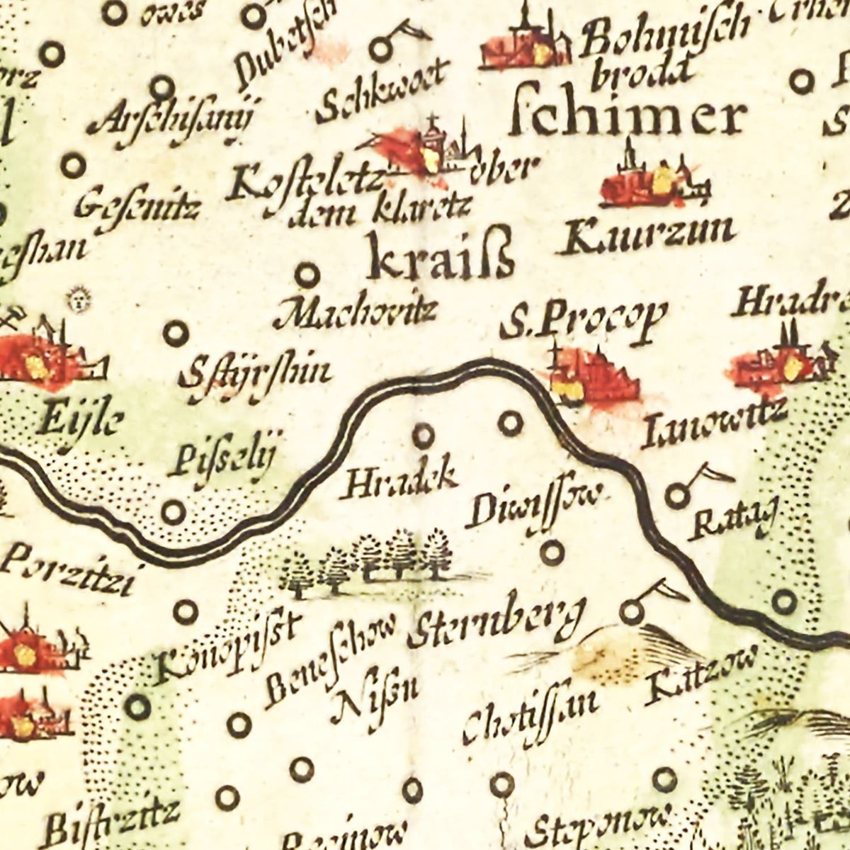 Restored historic details from the 1665 country map of County