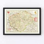 Bohemia, Czech Republic Vintage Map 1665