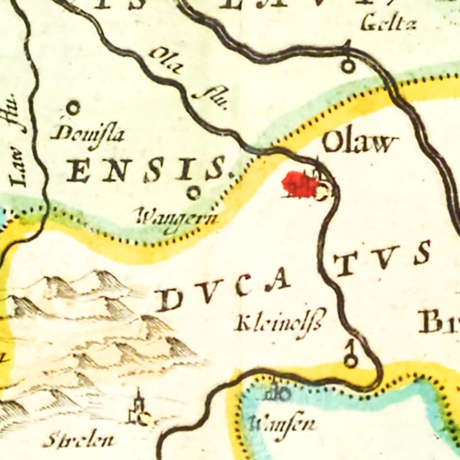 Restored historic details from the 1665 region map of County