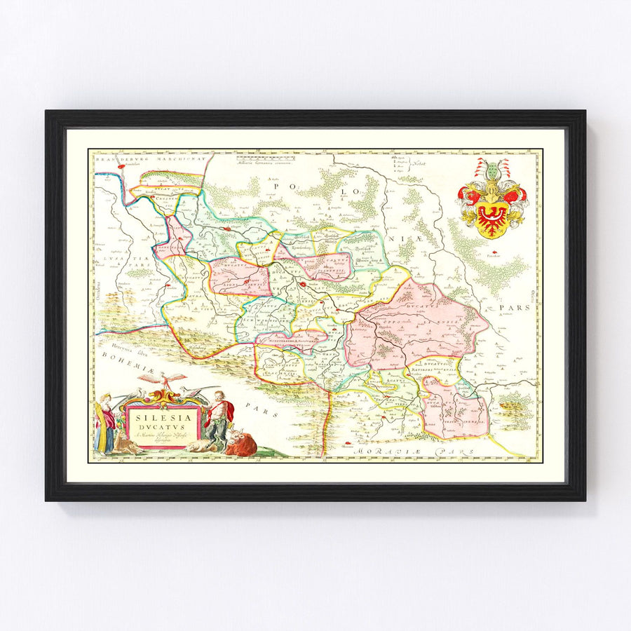 Vintage Map of Silesia 1665