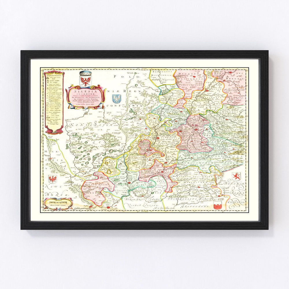 Lower Silesia Vintage Map 1665
