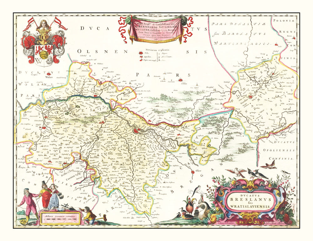 Vintage Map of Breslau (Wroclaw), Poland 1665 print style example