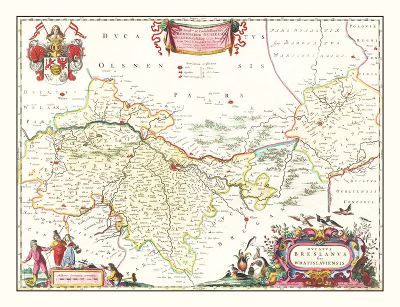 Size comparison using Vintage Map of Breslau (Wroclaw), Poland 1665