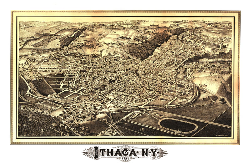 Size comparison using Vintage Map of Ithaca, New York 1882