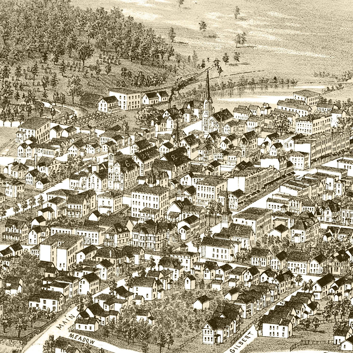 Restored historic details from the 1888 city map of Johnstown, New York