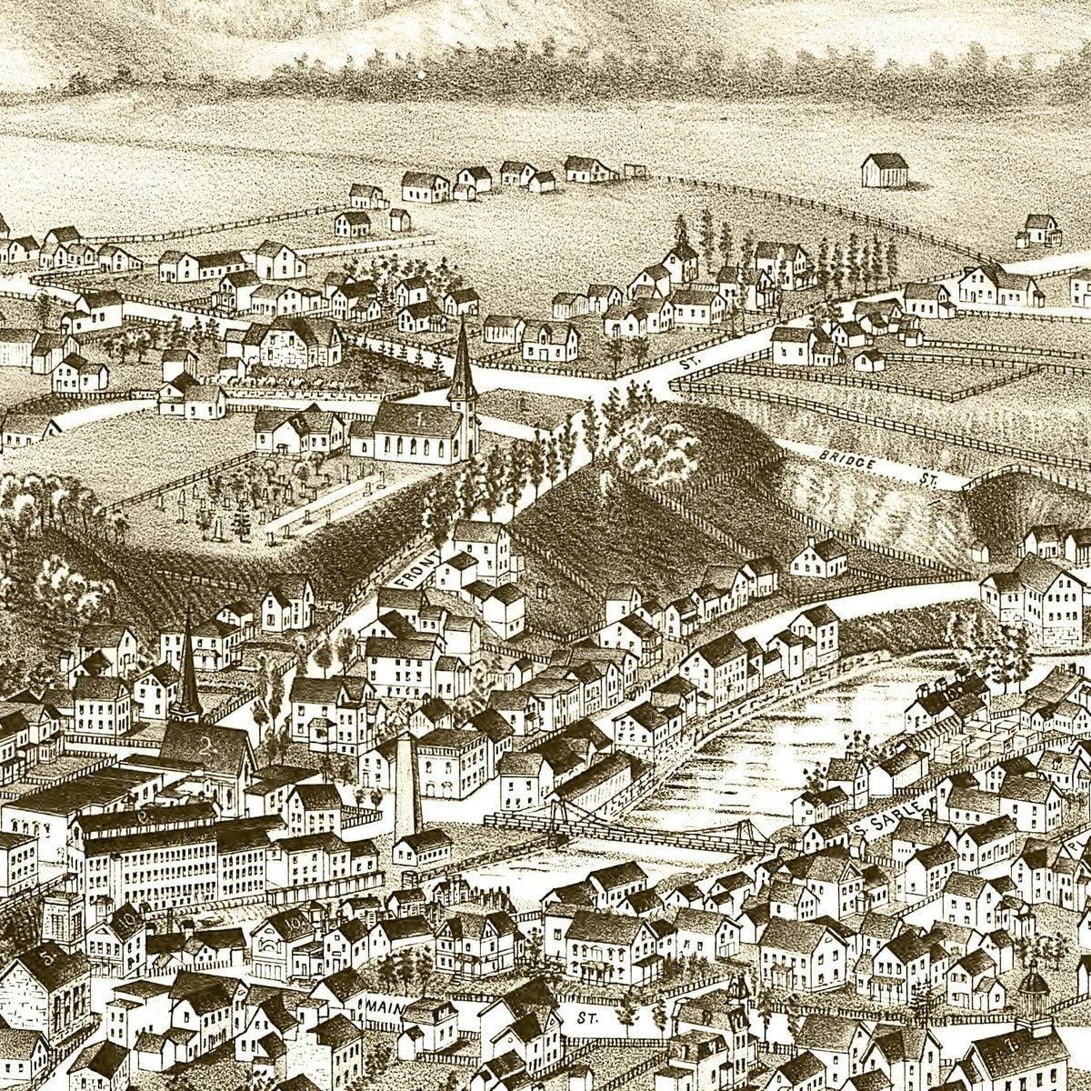 Restored historic details from the 1887 city map of Keeseville, New York