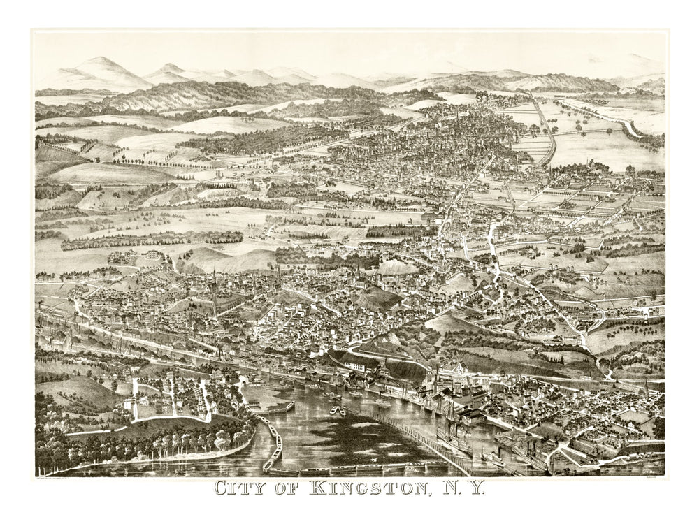 Vintage Map of Kingston, New York 1875 print style example