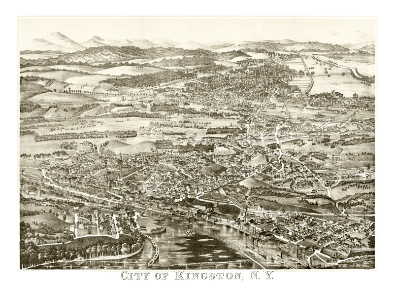 Size comparison using Vintage Map of Kingston, New York 1875