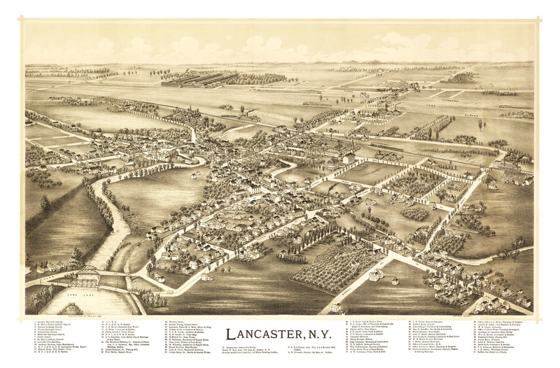 Size comparison using Vintage Map of Lancaster, New York 1892