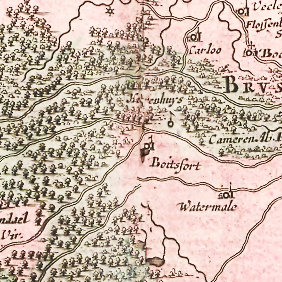 Restored historic details from the 1665 region map of County