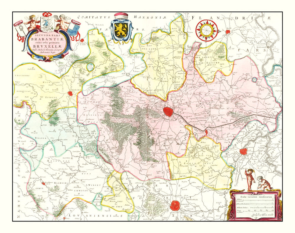 Vintage Map of Brabant, Belgium 1665 print style example