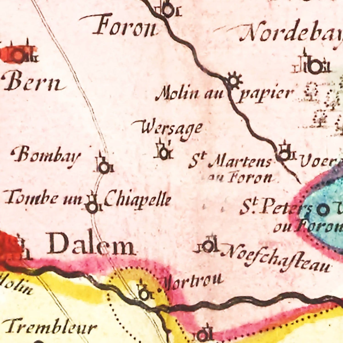 Restored historic details from the 1665 region map of County