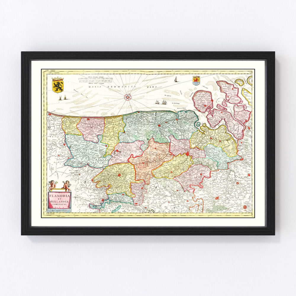 Flanders And Zeeland Belgium Vintage Map 1665