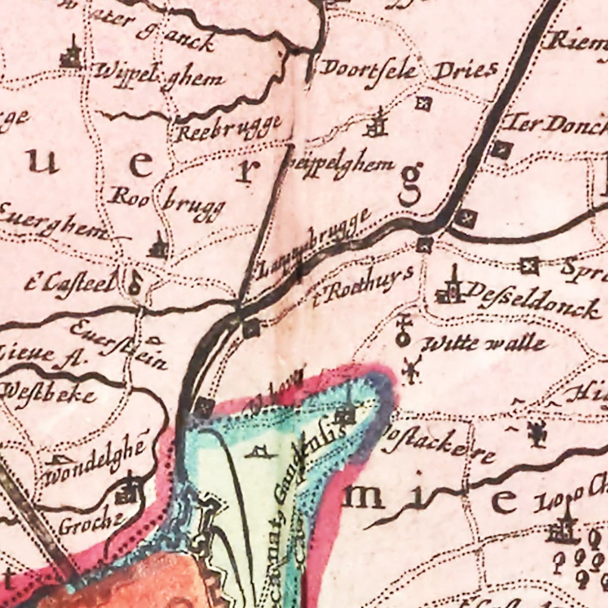 Restored historic details from the 1665 region map of County