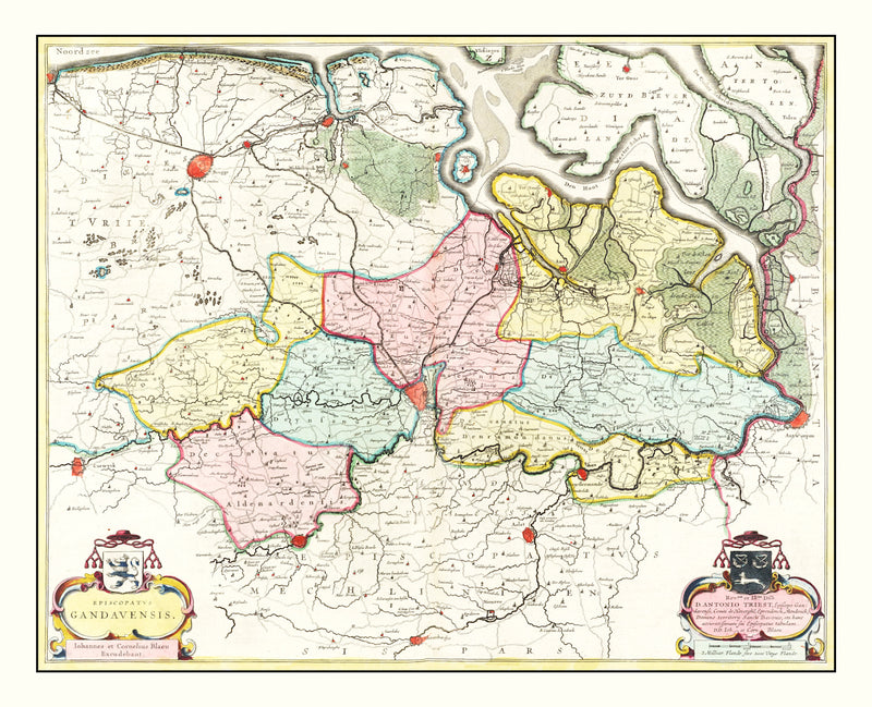 Size comparison using Vintage Map of the Ghent Area of Belgium 1665