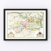 the Ghent Area of Belgium Vintage Map 1665