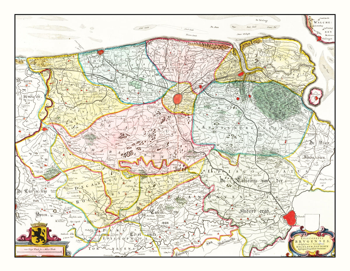 Preview of Vintage Map of Bruges & Ghent, Belgium 1665