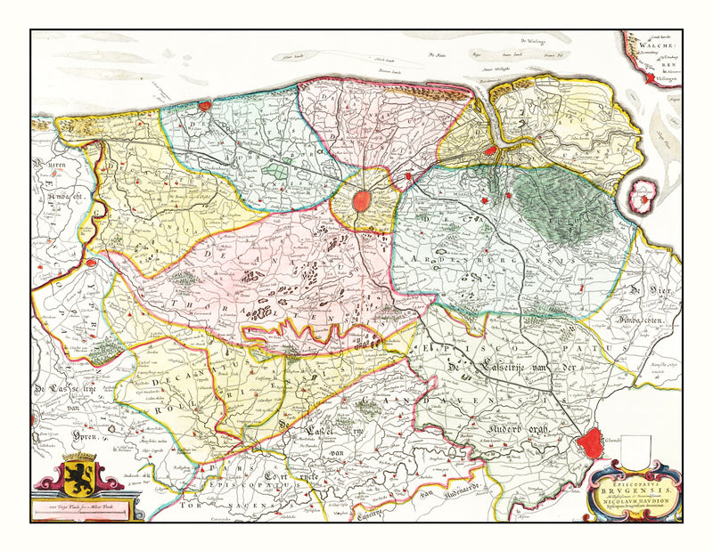 Size comparison using Vintage Map of Bruges & Ghent, Belgium 1665
