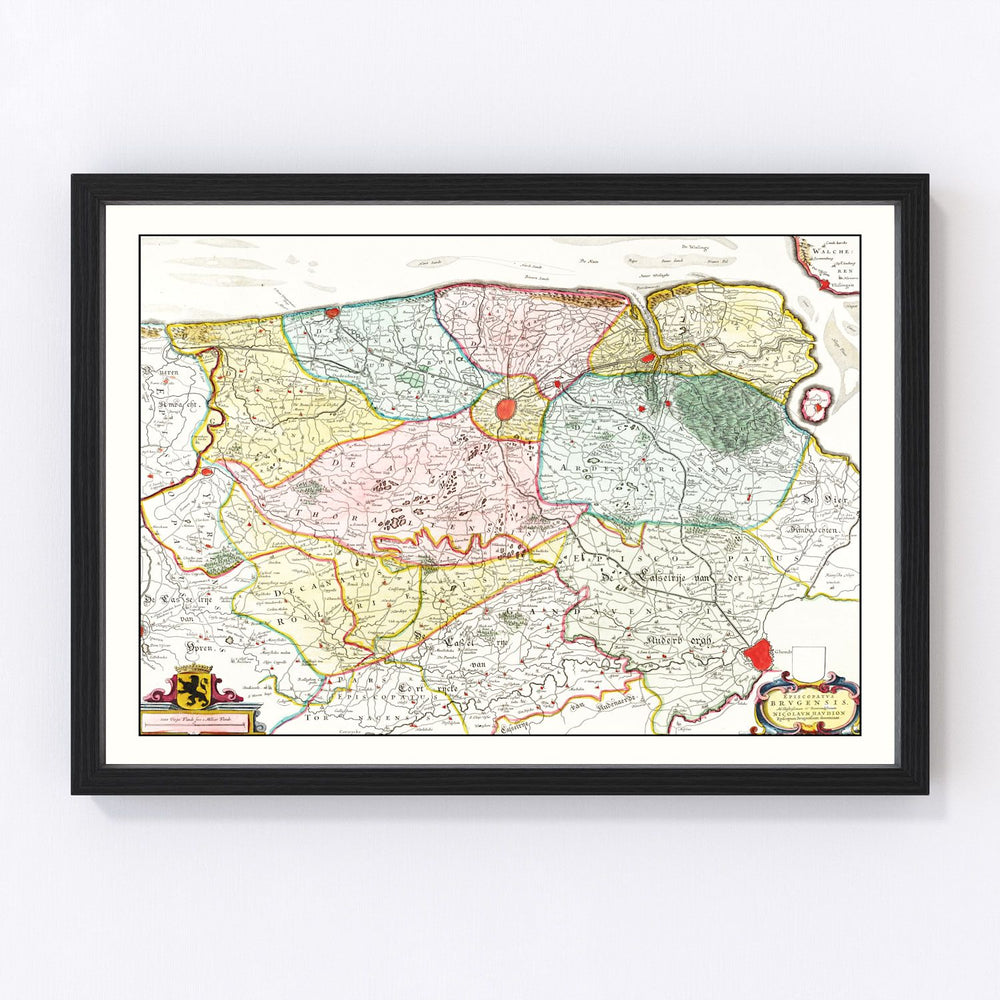 Bruges & Ghent Vintage Map 1665