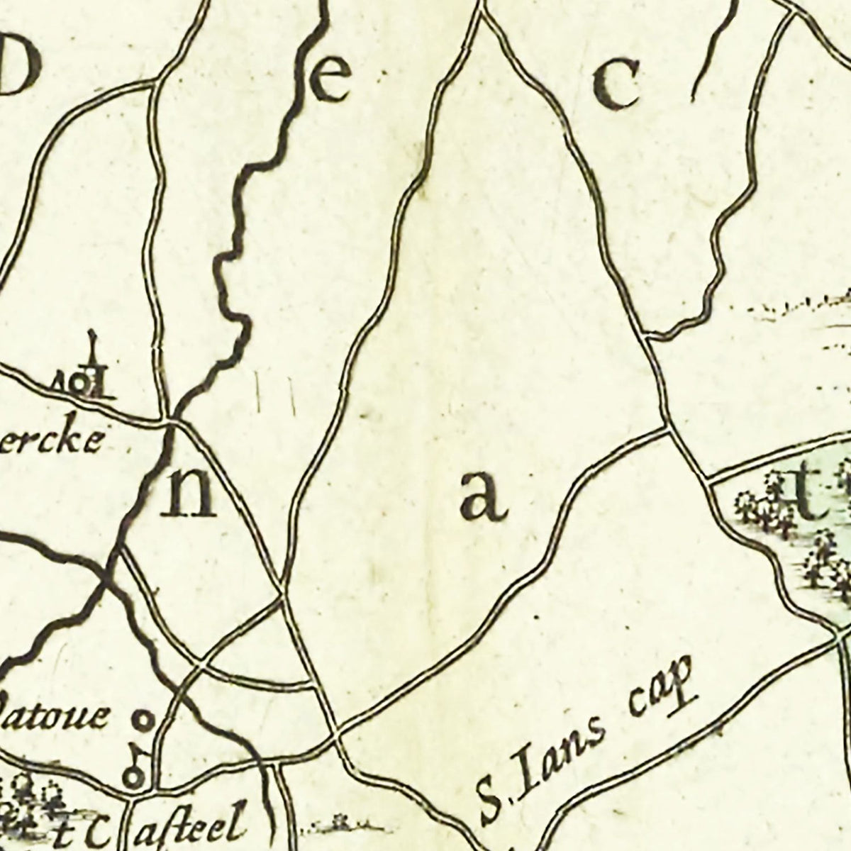 Restored historic details from the 1665 city map of Ypres