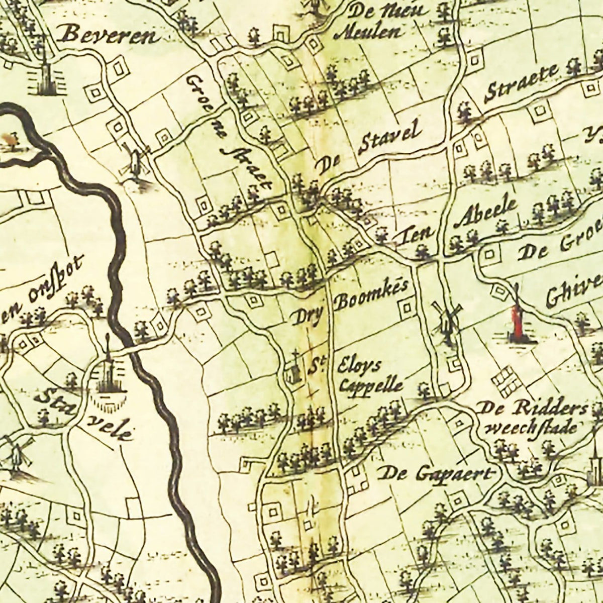 Restored historic details from the 1665 region map of County