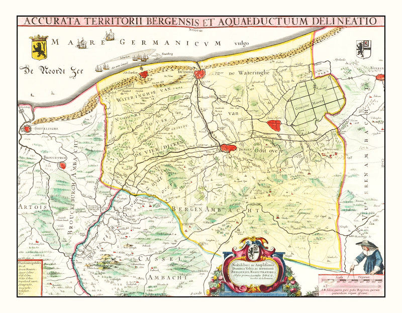 Size comparison using Vintage Map of Mons, Belgium 1665