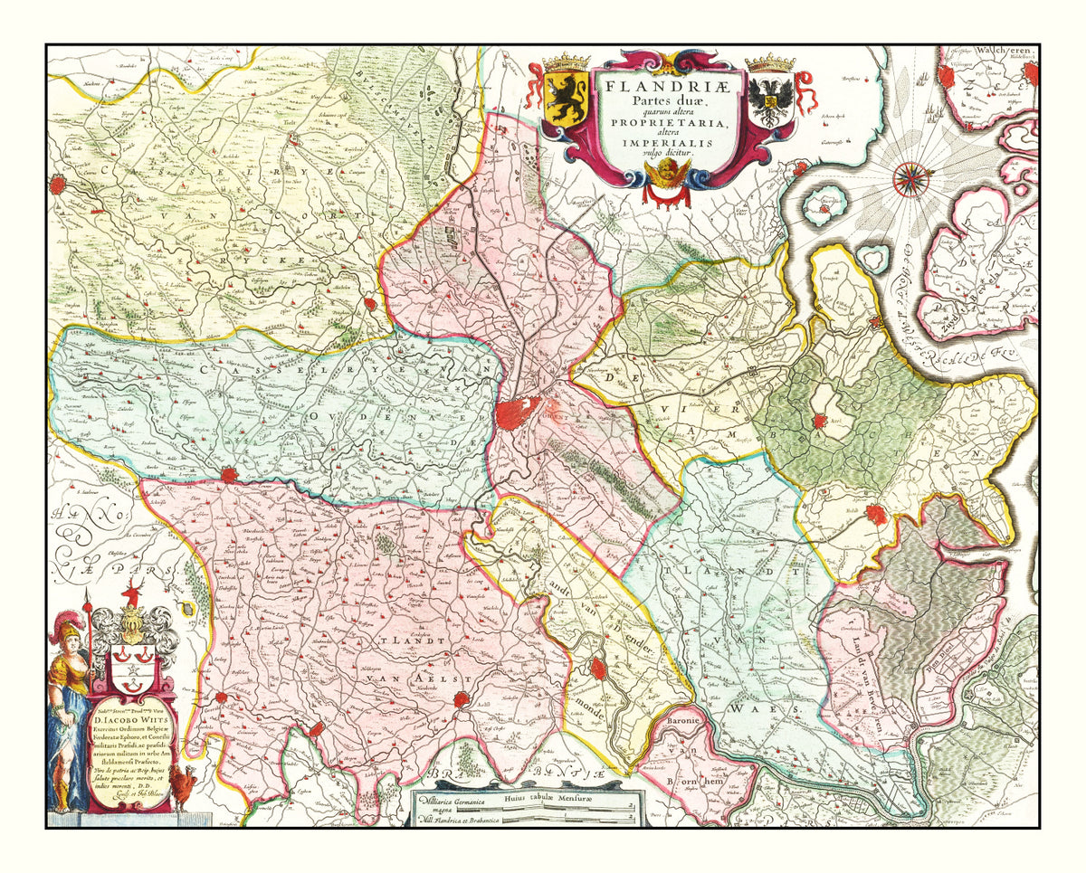 Preview of Vintage Map of Flanders, Belgium 1665